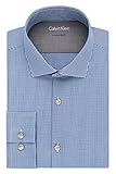 Calvin Klein Men's Xtreme Slim Fit Gingham, Pacific, Large/16-16.5/32/3