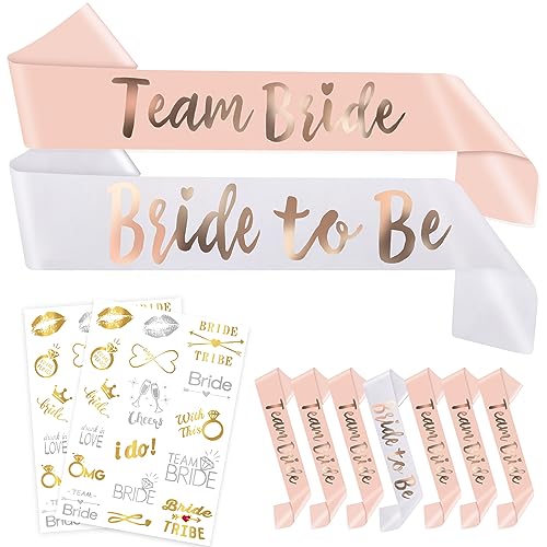 KatchOn, Rose Gold Team Bride Sashes and Tattoos Set - Pack of 9 ...
