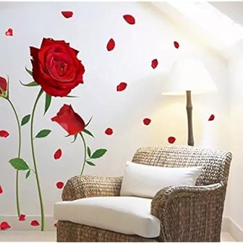 sudumaiba Can Remove The Wall Stickers Romantic red Roses The Sitting Room The Bedroom Home Decoration Wall Stickers