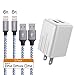 iPhone Charger, YOKERSU Dual Port Travel Wall Power Adapter 2.4A Fast Charging Nylon Braided Lightning Cable 2Pack (6ft) Data Charge Sync Cable for iPhone 7/6S Plus/5S, iPod, iPad