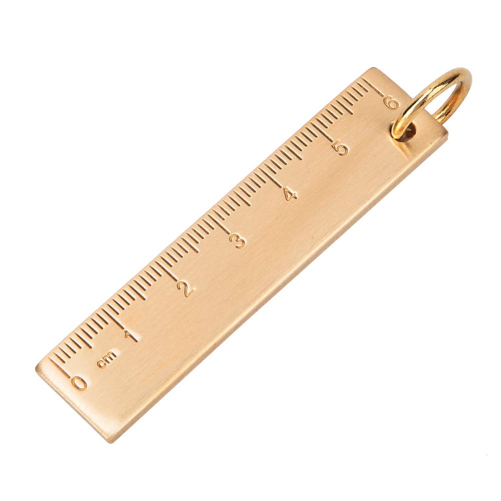 Alvinlite Gold Brass Ruler 7cm Vintage Metal Copper 3mm Thickness Mini Brass Ruler Pendants for Gift Office School Supplies