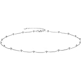 EPIRORA Choker Necklace for Women 925 Sterling Silver Gold Plated Dainty Satellite Bead Chain Pendant Minimalist Jewelry, 16''+2"