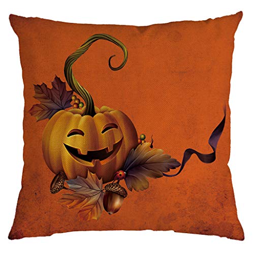 Winsummer Fall Pumpkin Harvest Decorative Pillowcases 4 Pack Autumn Thanksgiving Theme Farmhouse Throw Pillow Covers 18x18 Inch Halloween Pillows Cover Pillowcase for Car Sofa Bed Couch