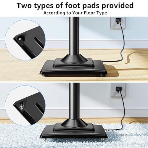 Homodoskey Speaker Stands Pair, 86-110cmHeight Adjustable,Cable Concealing, 1 Pair Spring-Loaded Plate Extends, For Satellites up to 5 kg Speaker Stand Floor, Universal Satellite & Bookshelf Speakers
