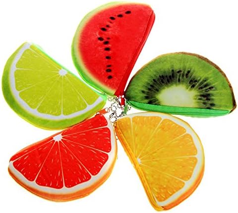 5PCS Cute Fruit Plush Coin Purse Wallet Plush Stuffed Toys Change Purse Kids Gift