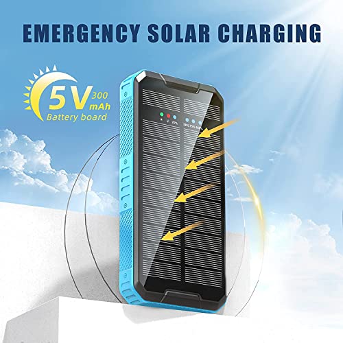 Solar Charger Power Bank 30000mAh, PD 20W Solar Phone Charger QC3.0