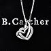 B.Catcher Necklace Womens Silver Jewelry Forever Love Frosted Interlocked Heart Pendant with Chian