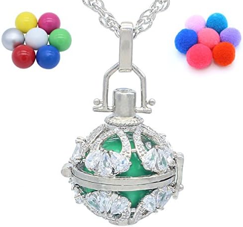 REYOW Jingle Bell Fashion Copper Charms Hollow Flower Locket Necklace Aromatherapy Fragrance Essential Oil Diffuser Jewelry