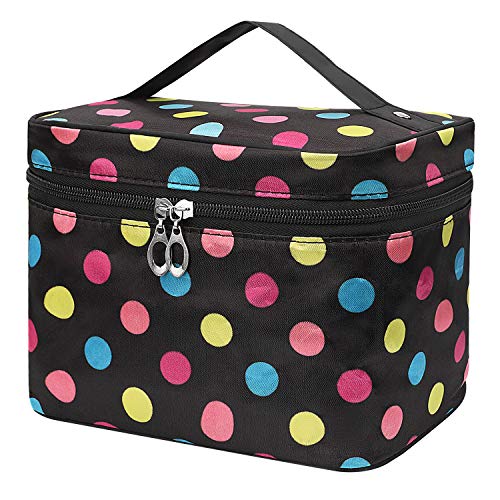 Shaui&Rulyn Women Portable Cosmetic Bag Cute Makeup Travel Case Multifunctional Make up Bag,Toiletry Bag Travel Bags for Women Girls (Polka Dots) 1 Shaui&Rulyn Women Portable Cosmetic Bag Cute Makeup Travel Case Multifunctional Make up Bag,Toiletry Bag Travel Bags for Women Girls (Polka Dots)