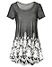 Cestyle Womens Tunic Tops, Summer Round Neck Short Sleeve Blouses Casual Floral Printed Loose Tee Shirts Dress For Leggings Black Medium