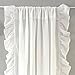 DriftAway Linen Textured Sheer Curtains White Ruffle Edge Shabby Chic White Voile Window Curtains 2 Panels 84 Inch Length for Bedroom Living Room Children Girls Light Filtering Rod Pocket Drapes