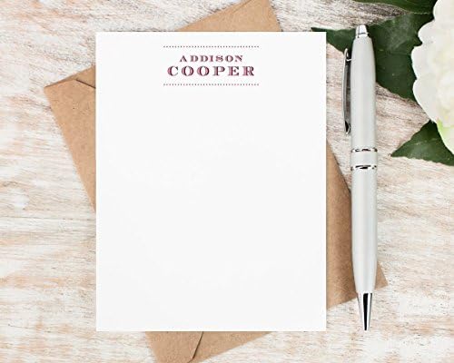 ENGRAVED STYLE - Personalized Flat Stationery Set - Personalised Professional Business Note Cards, Traditional Stationary, Custom Color, Boxed Set of Flat Notecards and Envelopes
