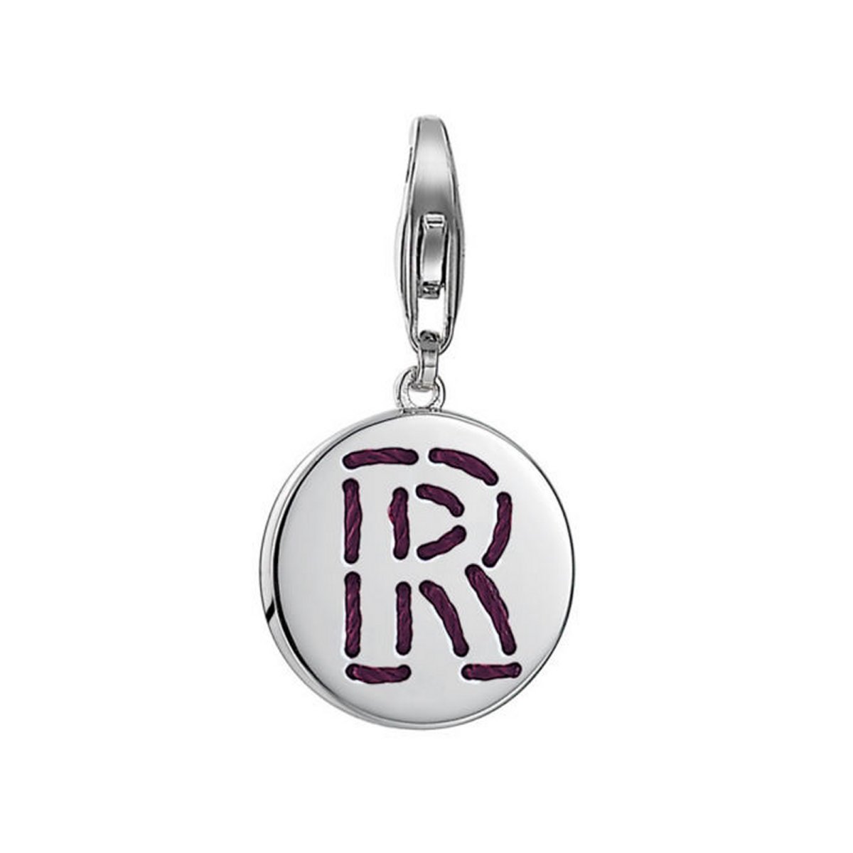 ESPRIT ESCH91140A000 Women's Charm 925 Sterling Silver Rhodium-Plated Letter Fabric R, Sterling silver 925, None