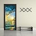 Fymural Door Wall Mural Wallpaper Stickers--Ocean Wave Vinyl Removable 3D Decals 30.3x78.7