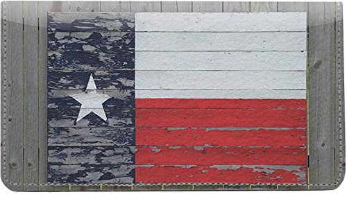 Texas Flags Leather Checkbook Cover