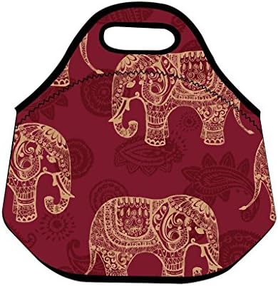 Insulated Lunch Bag and Reusable Lunch Tote for Adults Vintage Red Elephant 11.8 * 11 * 6.3 by Lionkin8