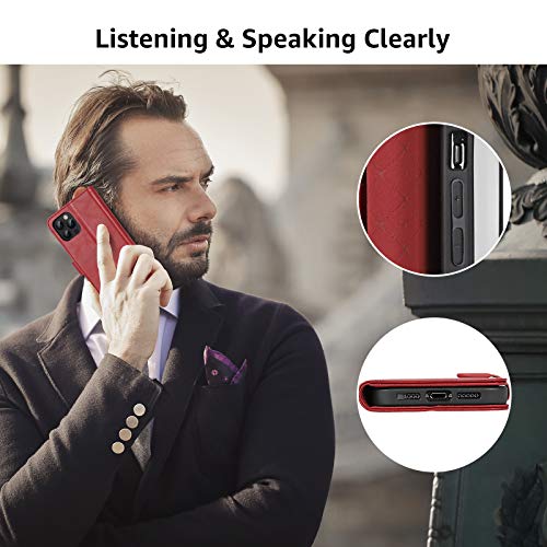 iPhone Wallet Case for iPhone 12/ iPhone 12 Pro Case Cover, [2 Pieces Glass Screen Protector Included], PU Leather Flip Cover with Card Slot Magnetic, Stand Case for iPhone 12 (6.1 Inch), Red