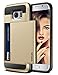 Vofolen Case for Galaxy S7 Edge Case Slidable Card Holder S7 Edge Wallet Case Hybrid Protective Shell Shockproof Rubber Bumper Armor Scratch-Proof ID Card Slot Case Cover for Galaxy S7 Edge - Gold