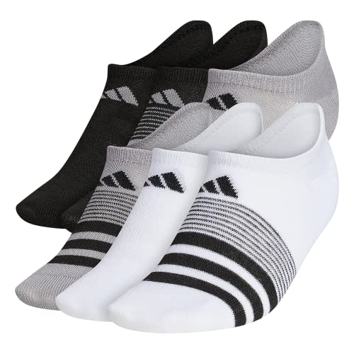 adidas Women's Superlite Super No Show Socks (6pair), White/Light Onix