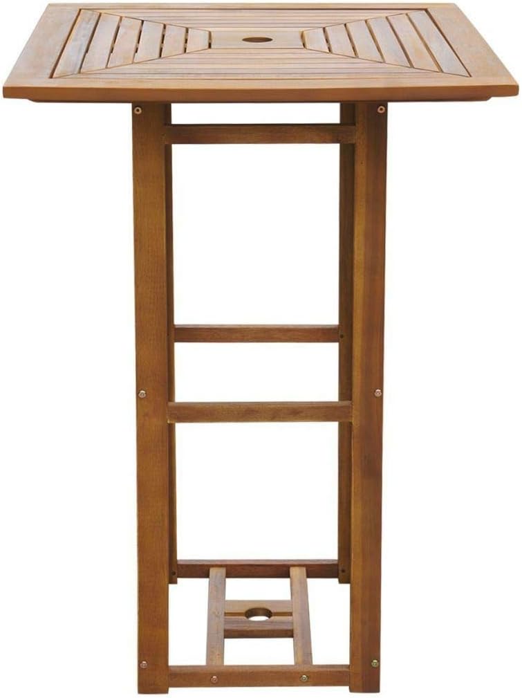 Outdoor Patio Wood Bar Table Elegant Square Umbrella Hole