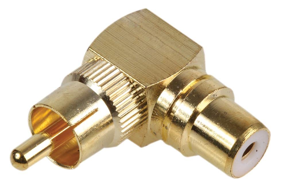 PRO SIGNAL Right Angle RCA Phono Socket to Plug Adaptor – Gold Plated