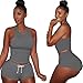 OVERMAL Women 2 Piece Set Sleeveless Split Casual Short Pants Casual Outfit Sportswear (L, Gray)