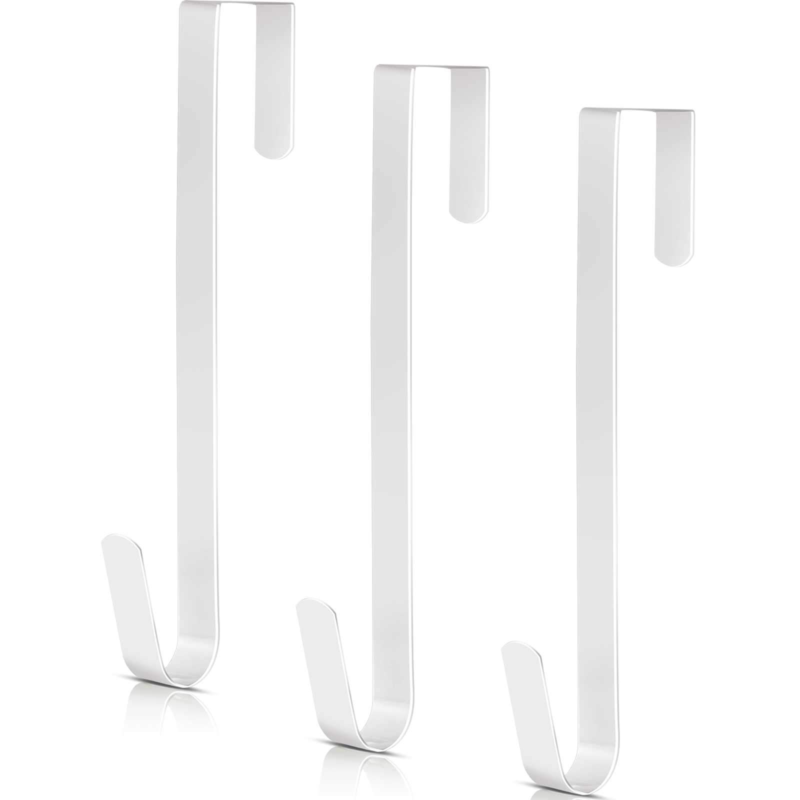 ZHEHAO 3 Pieces Christmas Decor Metal Wreath Hangers Over The Door Light Handy Wreath Hanger Hanging Hook (12 Inch, White)