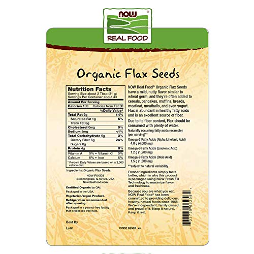 NOW Foods, Organic Flax Seeds, Source of Essential Fatty Acids and Fiber, Certified Non-GMO, Kosher, 2-Pound (Packaging… - Image 3