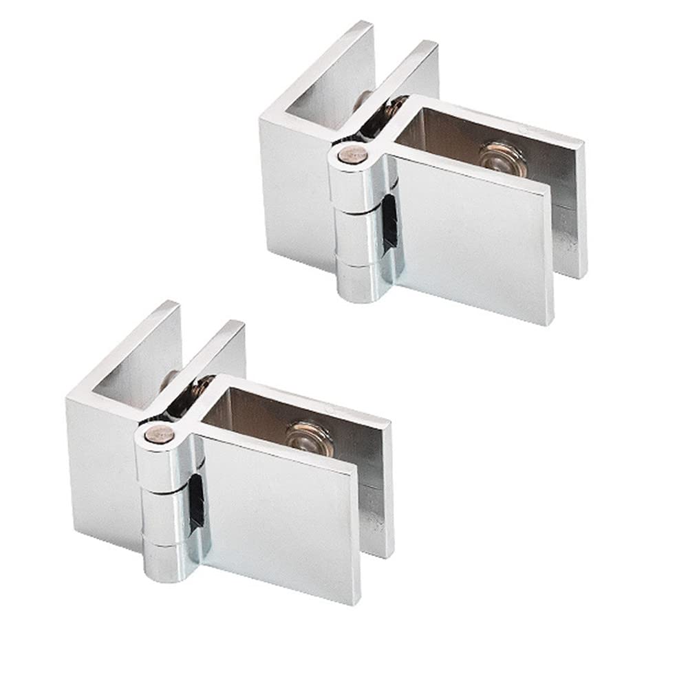 2Pcs 90° Heavy Duty Bathroom Clamp,Zinc Alloy Glass Door Hinge Square Two-Way Fixed Glass Door Hinge Clamp Cupboard Showcase Cabinet Clip