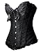 Zanuce Women's Sexy Satin Boned Lace Up Overbust Plus Size Corsets Bustier Black X-large