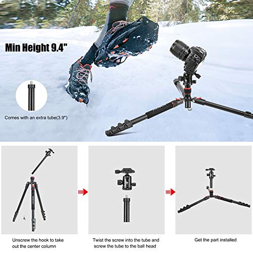 70 Inches Tripod, Lightweight Aluminum Camera Tripod for DSLR, Photography Tripod with 360 Degree Ball Head 1/4