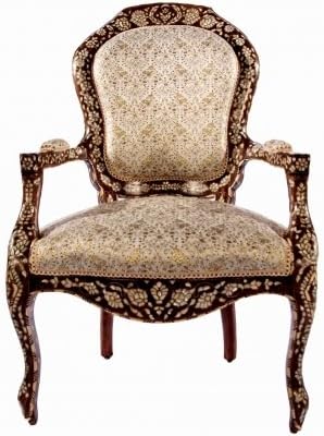 BuyKnight Pair antique chairs vintage Ottoman style old Syrian mother pearl - MOP00010