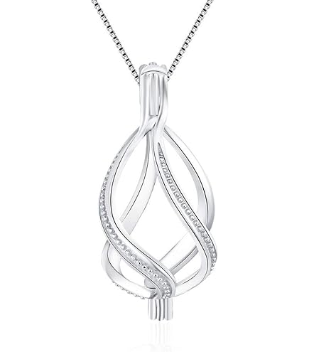 925 Sterling Silver Teardrop Cage Pendant - Pearl & Gemstone Holder For DIY Jewelry