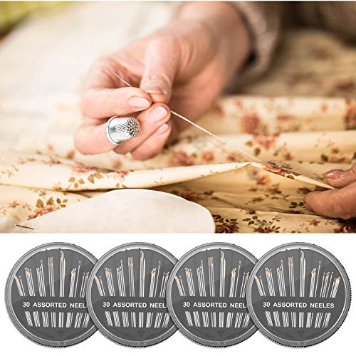 image for Cridoz 4 Pack Assorted Sizes Hand Sewing Needles with Needle Threader 