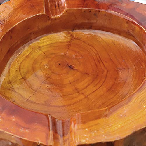 Woho Large Cigar Ashtray for Outdoor Patio, Wooden Ash Tray for Indoor Home Office, Cool Cigar Accessorie and Gift Set for Men(4 Slots, Around 9inch)