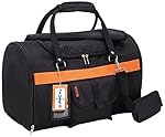 Pet Travel Carrier with Privacy Covers - Soft-Sided, Airline Approved, Perfect for Small Dogs and Cats (Medium, Black Orange)