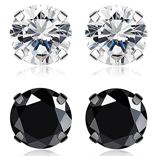 JOERICA 2 Pairs Stainless Steel Ear Gauges CZ Screw Plugs Tunnel Ear