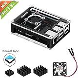 Raspberry Pi 3 B+ Case, Raspberry Pi Case with Fan Raspberry Pi Heatsink Raspberry Pi Fan for Raspberry Pi 3 B+ &amp; Compatible with Raspberry Pi 3 Model B, Pi 2 Model B, Pi B+ (Black&amp;Clear)