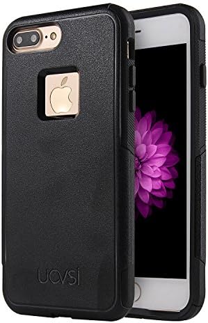 iPhone 8 Plus Case,iPhone 7 Plus Case, UOVSI [UX-8 SERIES] Anti-slip, Solid Dual Layers Radiating Silicone PC Cover for iPhone 8 plus/7 Plus (Black)