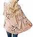 Women’s 3/4 Flare Sleeve Floral Print Casual Kimono Cardigan Blouse Top (L, Khaki)