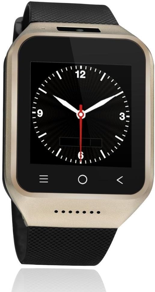 Invtepy Android 4.4 Support Goggle Map Dual Core Gear New Smart Watch Phone 5M Camera Supports Wi-Fi AGPS Bluetooth GPS and FM radio Compass Sensor Wrist Wrap Watch Phone 4GB ROM Support Andriod App Download and Install-Golden