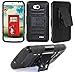 SOGA Hybrid Super Armor Cover Protector Case with Belt Clip Holster Kickstand for LG Ultimate 2 / L41C – Black / Black [SWG134]