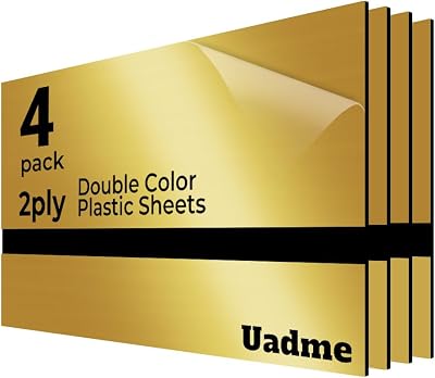 Uadme Laser Engraving Materials 4 Pack 30x20 cm Black Core Mirror Gold Plate