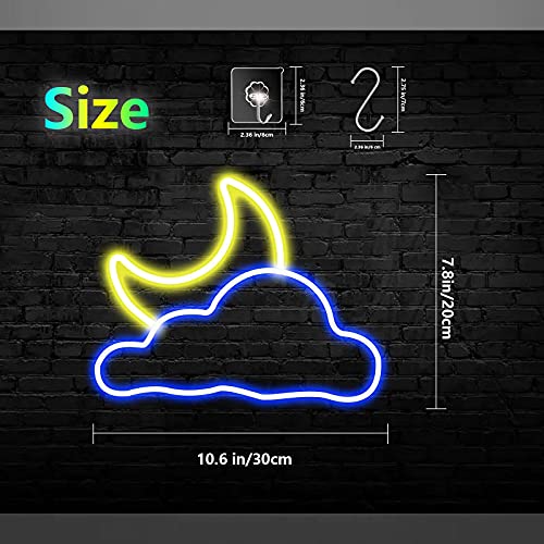Cloud and Moon Neon Signs,Hanging Neon Sign Light,LED Neon Light Wall