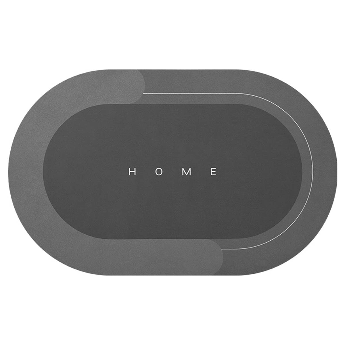 Happy Go-Mart Microfiber Soft Bath Mat, Non-slip Bathroom Mat,Super Absorbent Floor Mat, Quick-Drying Bath Mat Diatom Mud Shower Mat Durable Floor Mats (Dark Gray Oval, 50x80cm)