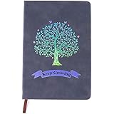 Tree of Life Journals A5 Lined Wide Ruled Writing Notebooks 180Â° Lay Flat Thick Paper Hard Cover Leatherette Personal Diary 200 Pages(Blue)