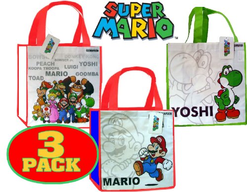 Super MarioÂ® Medium Reusable Tote Bags - Set of 3 - (13.5 X 13.5 X 5.75)