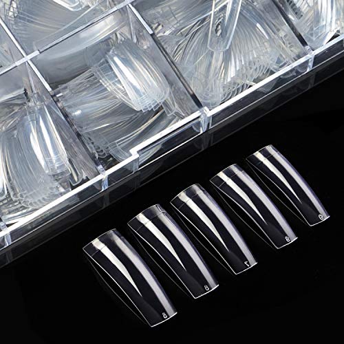 Clear Nail Tips Acrylic Nails - ECBASKET Half Cover French Fake Nail Tips 500pcs with Box False Nail Tips for Nail Salons and DIY Nail Art at Home
