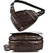 Yilen Casual Daypack Top Grain Genuine Leather Sling Shoulder Backpack with Front Buckle Chest Bag(Coffee)