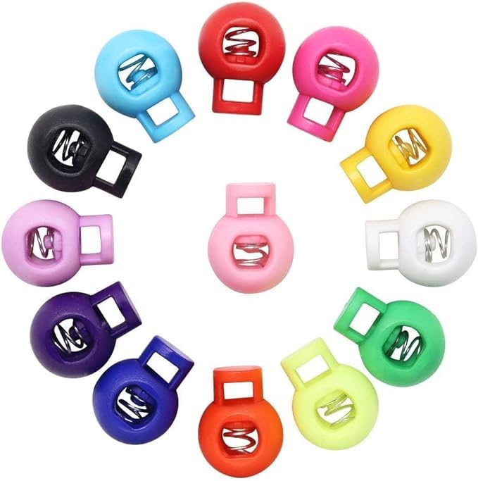 Hysagtek Plastic Cord Locks for Drawstrings Shoelaces, 100 Pcs Adjustable Round Cord Stops for Paracord, Backpacks